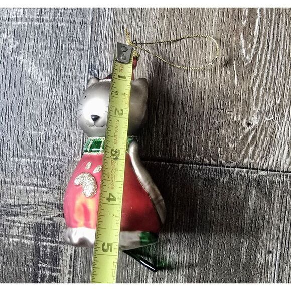 2~blown glass christmas Cat Kitty ornaments - Picture 5 of 10